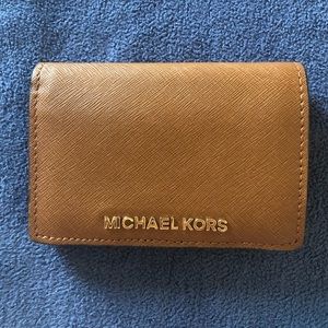 Michael MK Luggage Slim Wallet - Brown Leather